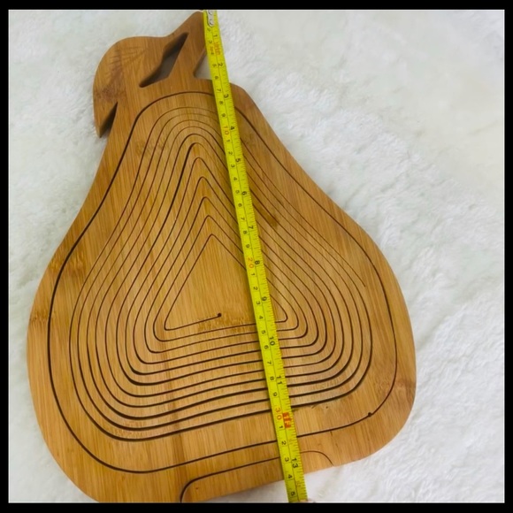 Modern Pear Shaped accordion collapsible Wooden Fruit Basket - Picture 6 of 6